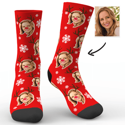 Christmas Gift Custom Face And Name Socks On Santa Claus
