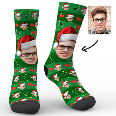 Christmas Gift Custom Face Socks With Snowman