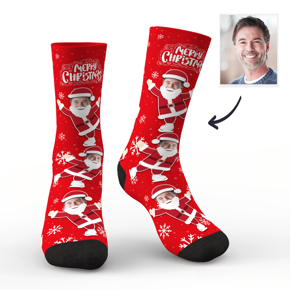 Custom Socks Face on Santa Claus's Body