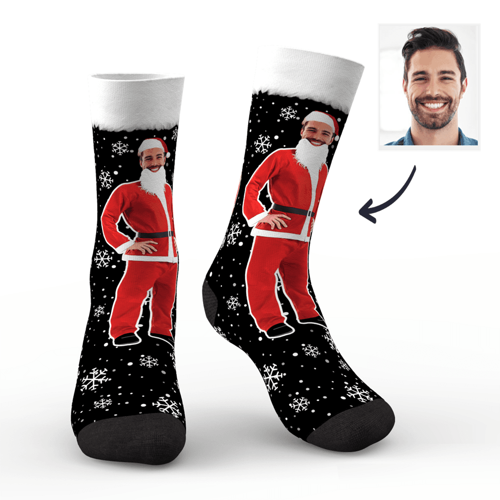 Custom Face On Santa Claus Body Socks