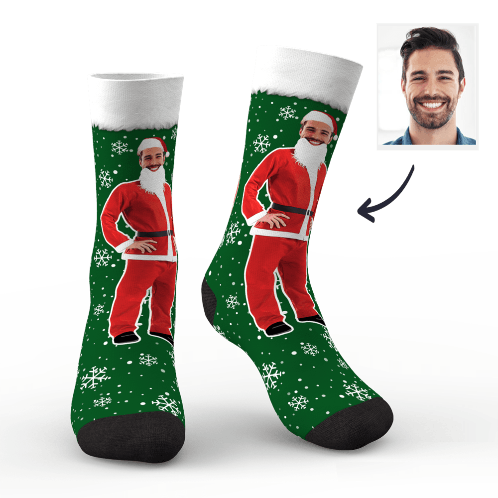Custom Face On Santa Claus Body Socks