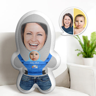 Custom Mother and Baby's Face Minime Throw Pillow Personalized Photo Gift for Her - mysiliconefoodbag