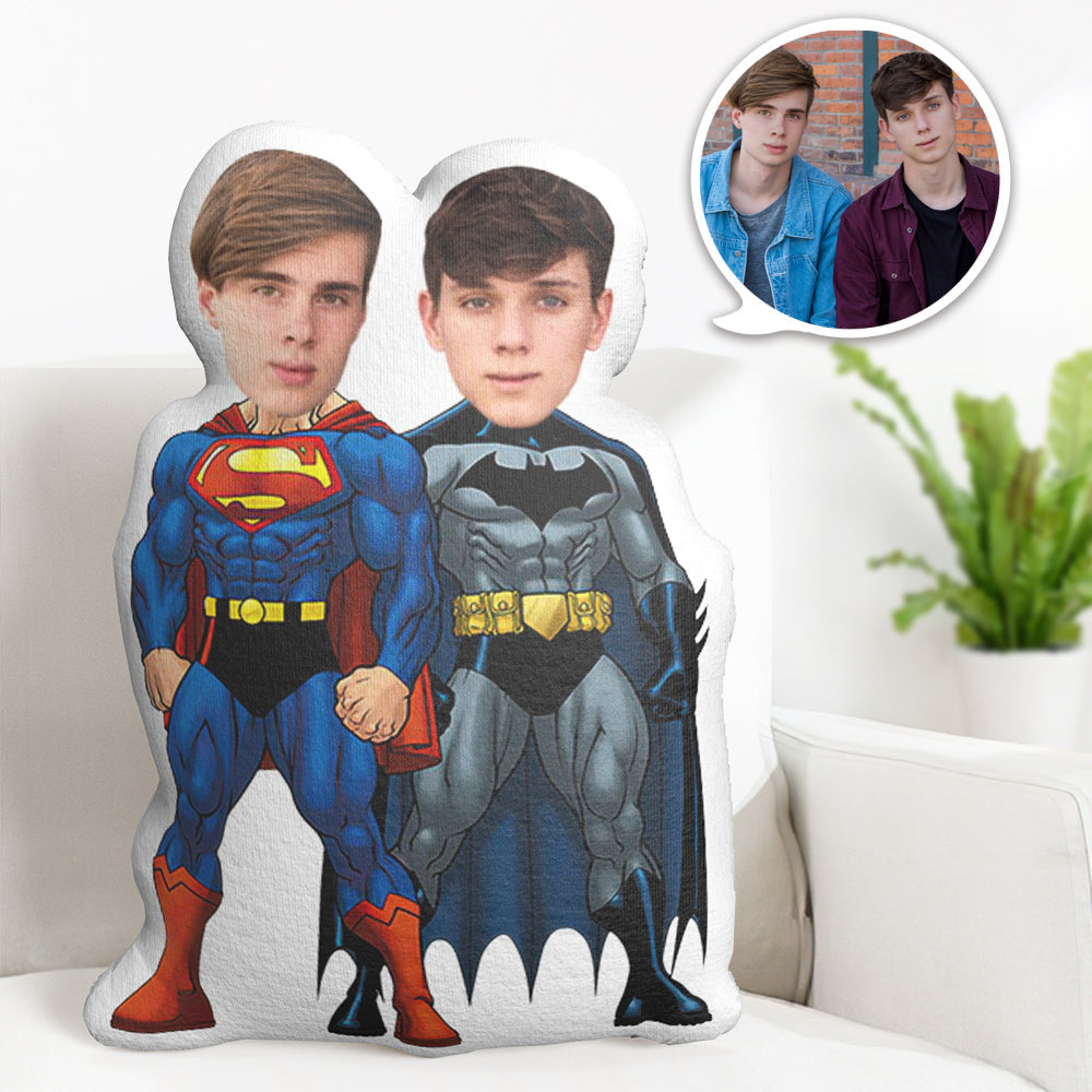 Birthday Gifts Custom MiniMe Pillow Personalized Face Pillow Customized Superman and Batman Pillows