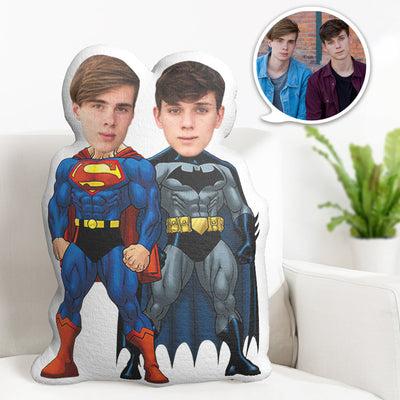 Birthday Gifts Custom MiniMe Pillow Personalized Face Pillow Customized Superman and Batman Pillows - MyPhotoBags