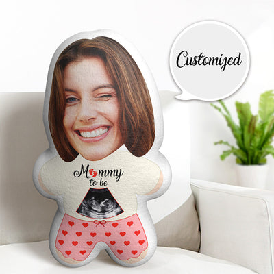 Custom Face Minime Throw Pillow Personalized Ultrasound Photo Gifts for Mom Doll - mysiliconefoodbag