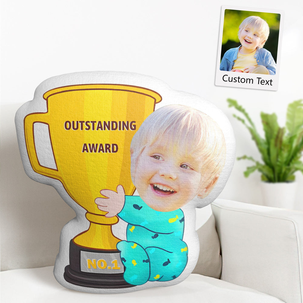 Custom Photo Face Pillow Personalized  First Place Outstanding Award Trophy Face Pillow