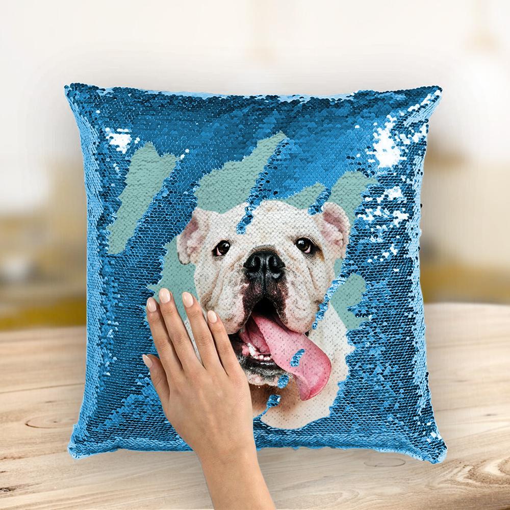 Personalized Photo Pillow Sequins Cushion Christmas Gifts