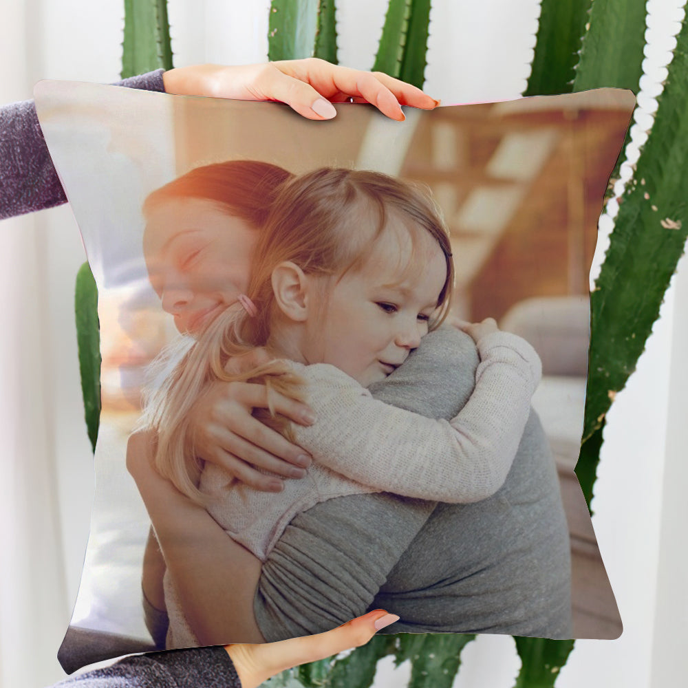 Gift for Mom Custom Mother and Daughter Photo Throw Pillow