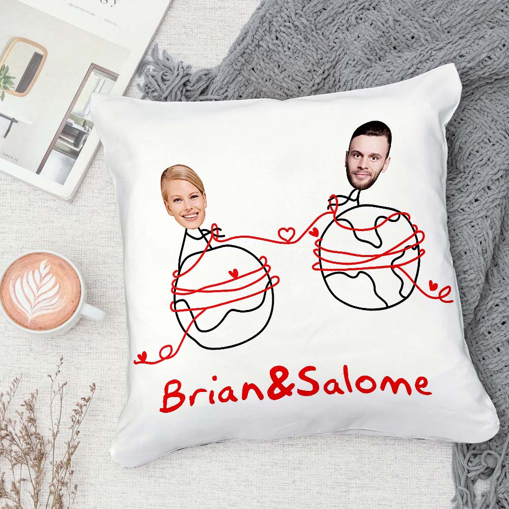 Custom Matchmaker Face Pillow Personalized Couple Photo and Text Throw Pillow Valentine's Day Gift