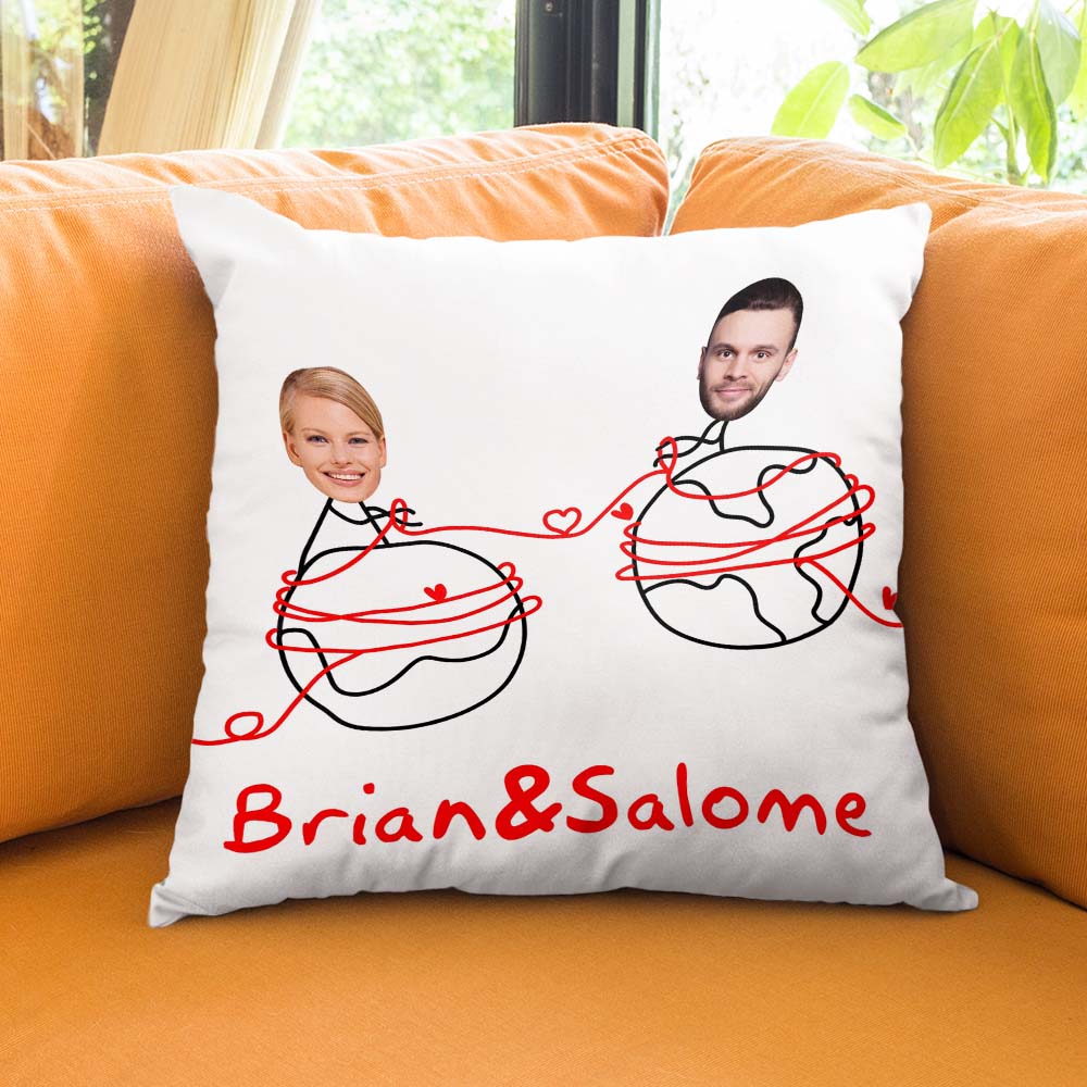Custom Matchmaker Face Pillow Personalized Couple Photo and Text Throw Pillow Valentine's Day Gift
