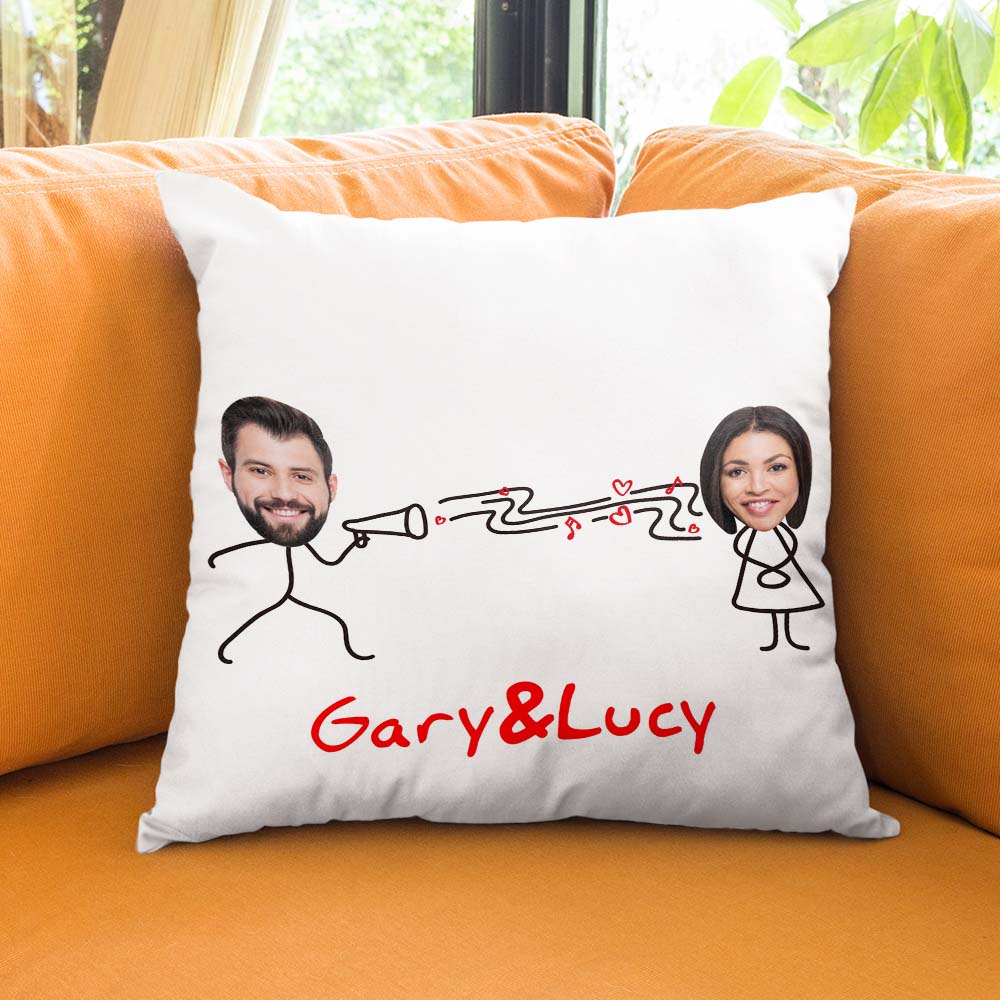 Custom Matchmaker Face Pillow Declare Love Personalized Couple Photo and Text Throw Pillow Valentine's Day Gift