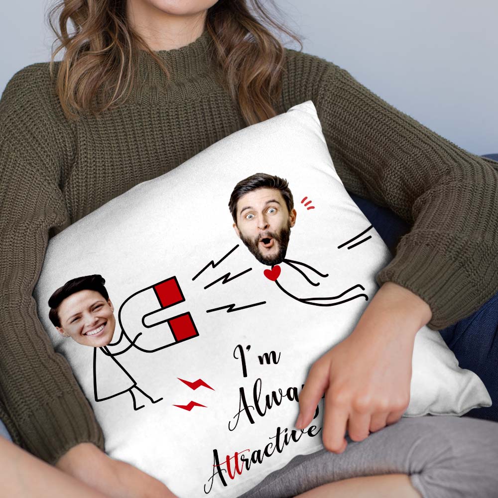 Custom Matchmaker Face Pillow Iron Absorbers Personalized Couple Photo and Text Throw Pillow Valentine's Day Gift