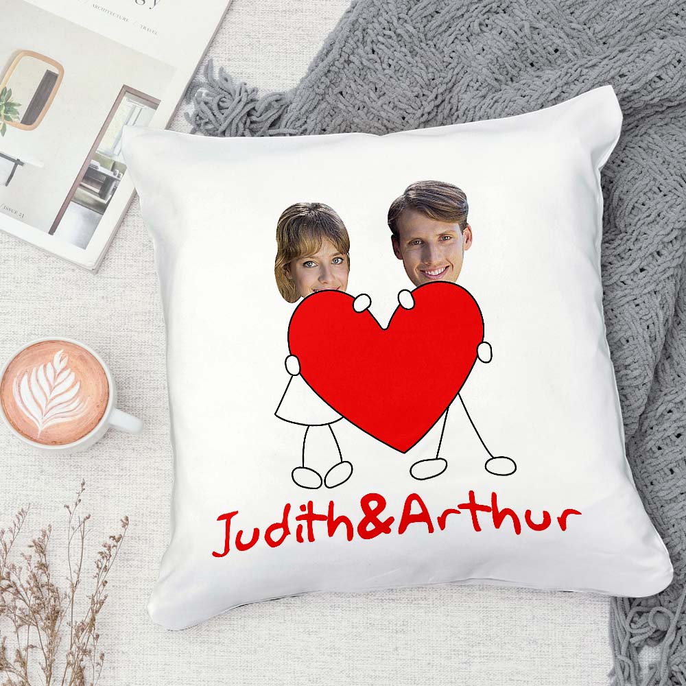 Custom Matchmaker Face Pillow Love Personalized Couple Photo and Text Throw Pillow Valentine's Day Gift