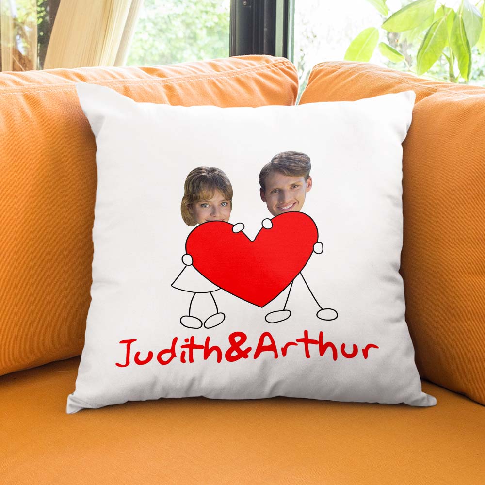 Custom Matchmaker Face Pillow Love Personalized Couple Photo and Text Throw Pillow Valentine's Day Gift