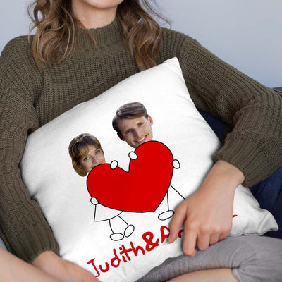 Custom Matchmaker Face Pillow Love Personalized Couple Photo and Text Throw Pillow Valentine's Day Gift - mysiliconefoodbag
