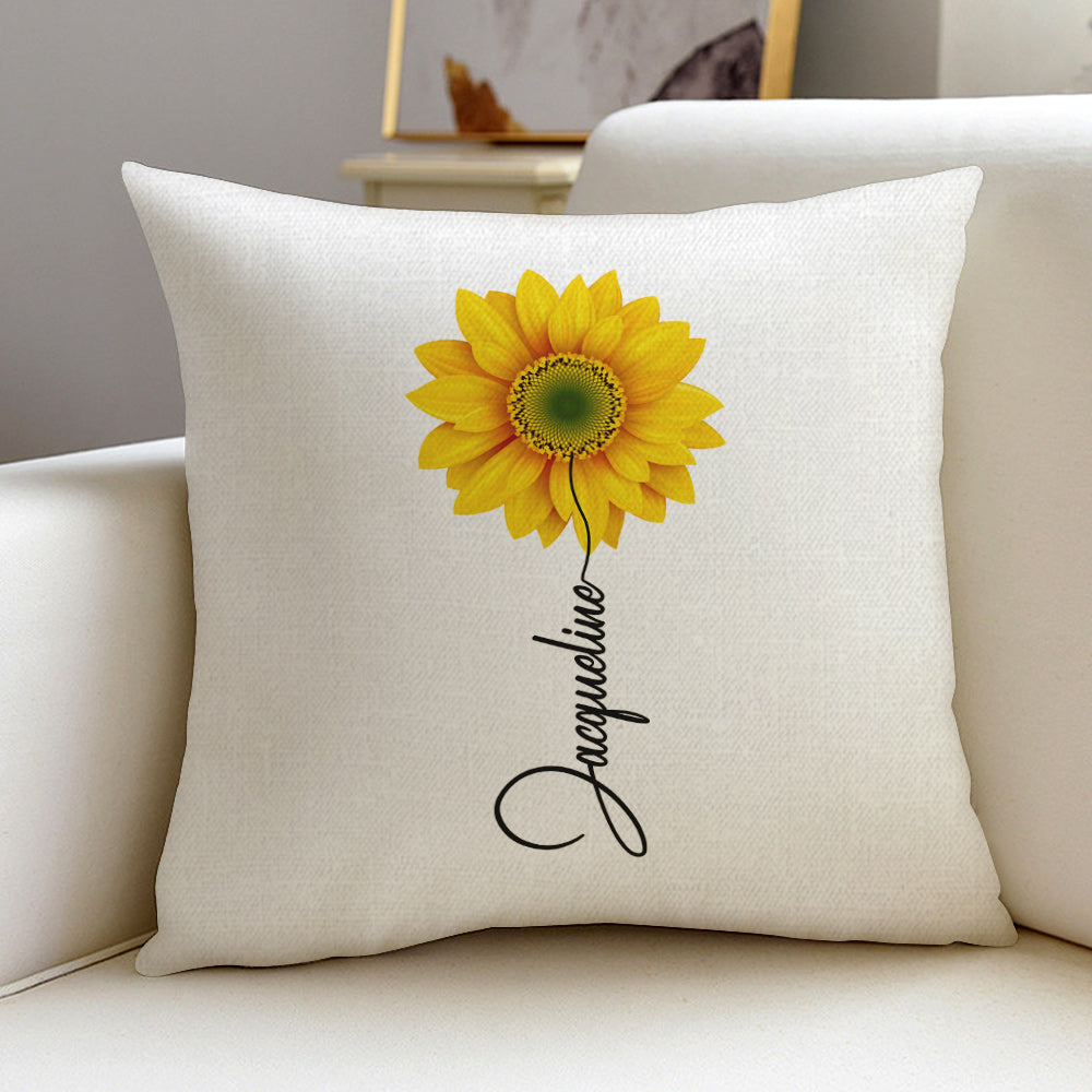 Custom Name Sunflower Throw Pillow Case with Insert