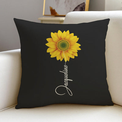 Custom Name Sunflower Throw Pillow Case with Insert - mysiliconefoodbag