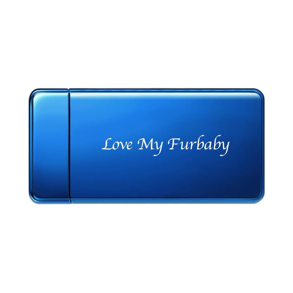 Custom Men's Electric Blue Cute Pet Photo Lighter, Engraved Lighter