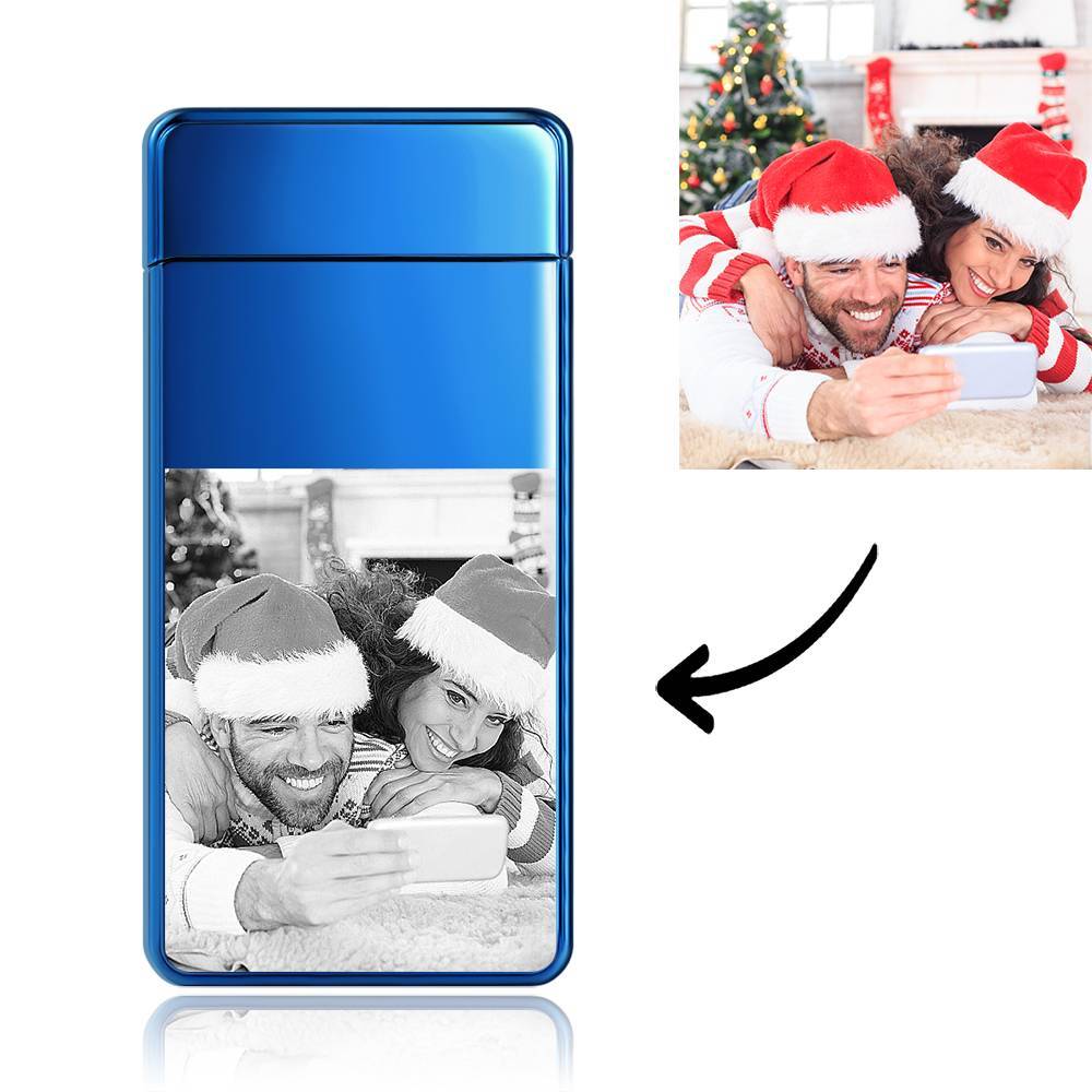 Personality Custom Electric Blue Photo Lighter, Engraved Lighter