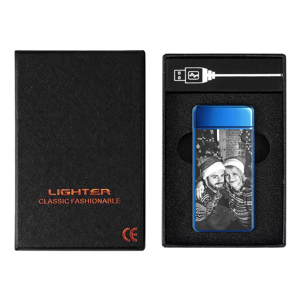 Custom Electric Blue Photo Lighter, Engraved Lighter