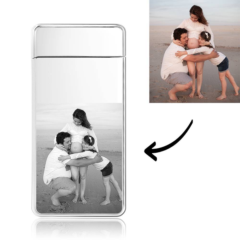 Men's Personality Custom Electric Blue Perfect Family Photo Lighter, Engraved Lighter