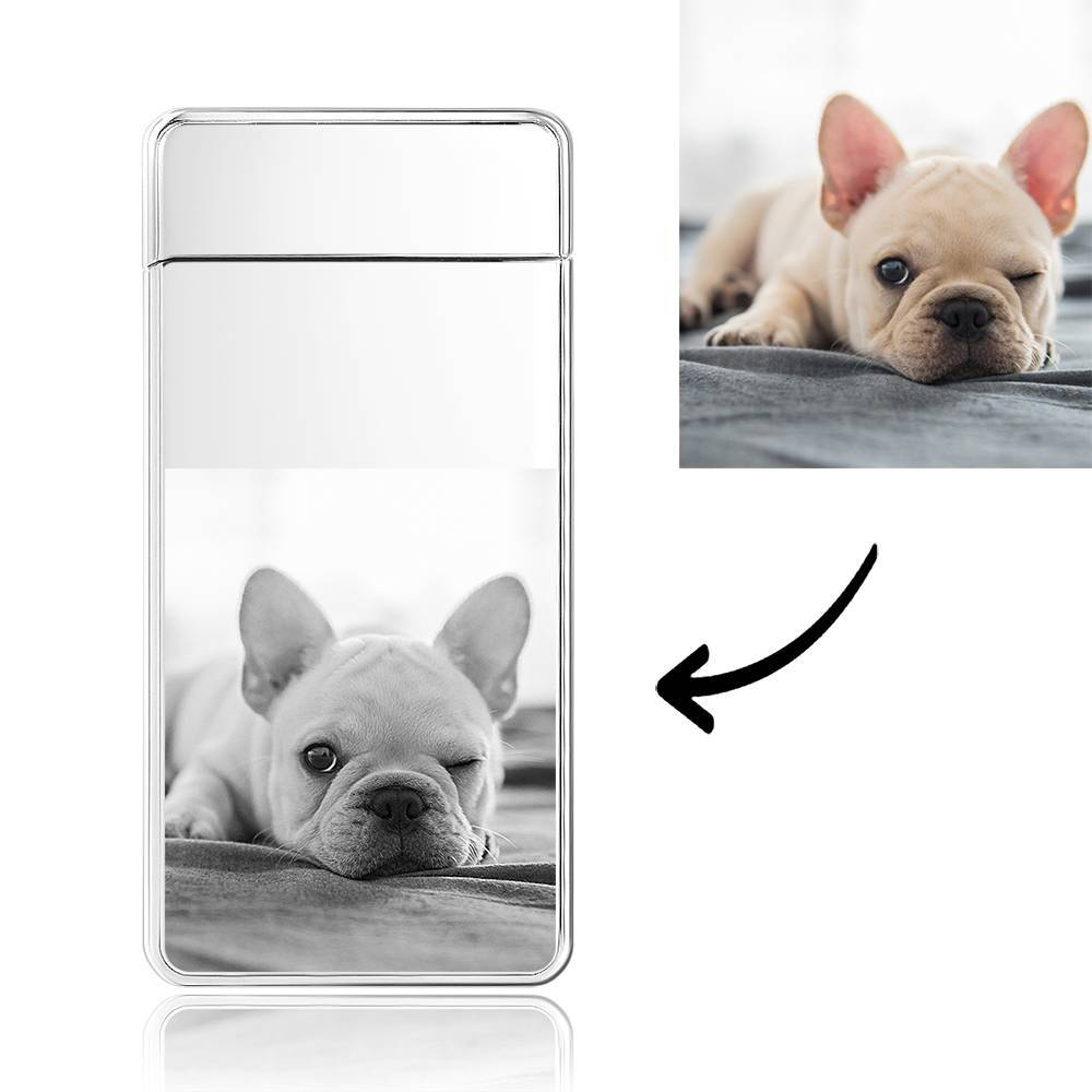 Men's Personality Custom Electric Blue Cute Pet Photo Lighter, Engraved Lighter