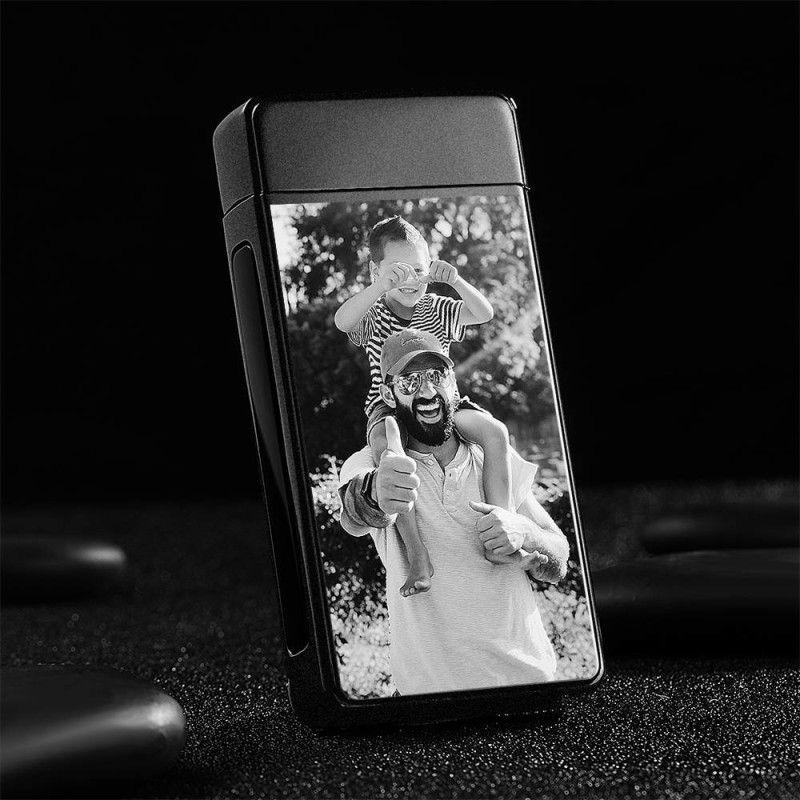 Photo Lighter With Engraving Electric Lighter Black Scrub Perfect Family Gift for Dad