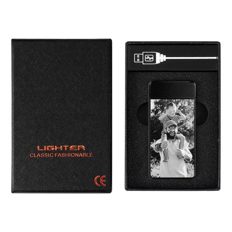 Photo Lighter With Engraving Electric Lighter Black Scrub Perfect Family