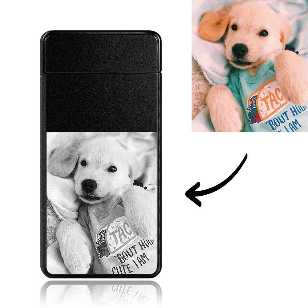 Men's Personality Custom Electric Blue Cute Pet Photo Lighter, Engraved Lighter