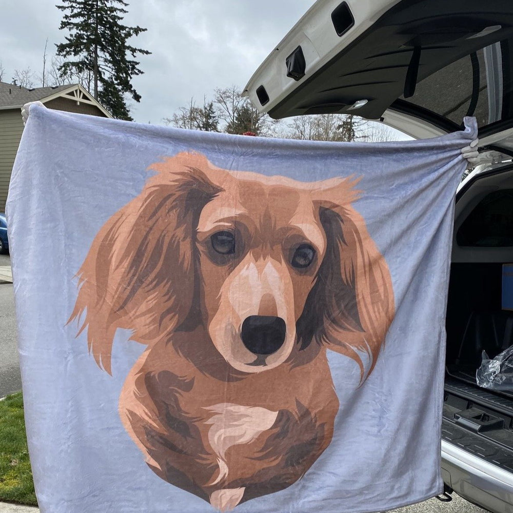 Custom Dog Blankets Personalized Pet Photo Blankets Painted Art Portrait Fleece Blanket Best Gift 2021 Twin Dogs