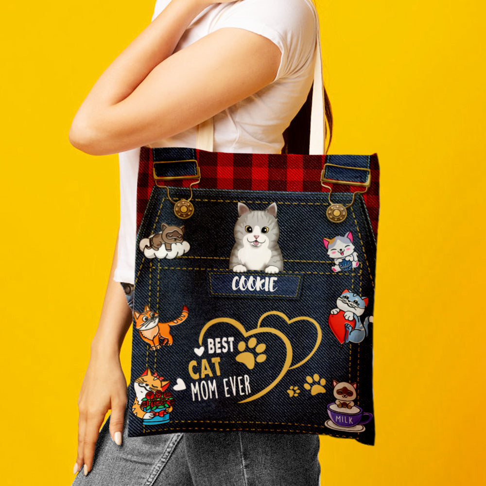 Custom Cute Cat Tote Bag Mother's Gift Tote Bag