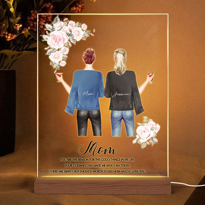 Custom Mother and Daughter Clipart Plaque Lamp