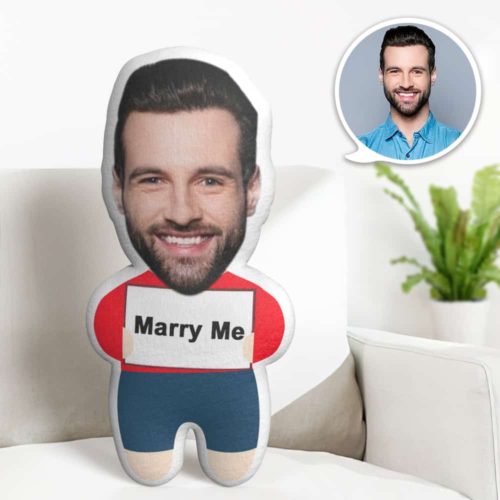 Valentine's Day Gift Custom Face Pillow, Cartoon Marry Me Face Doll, the Best Gift for Lover