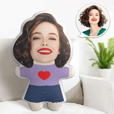 Valentine's Day Gift Custom Face Pillow, Cartoon Red Heart Face Doll, the Best Gift for Lover - mysiliconefoodbag
