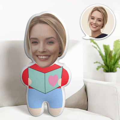 Valentine's Day Gift Custom Face Pillow, Cartoon Book Girl Face Doll, the Best Gift for Lover - mysiliconefoodbag