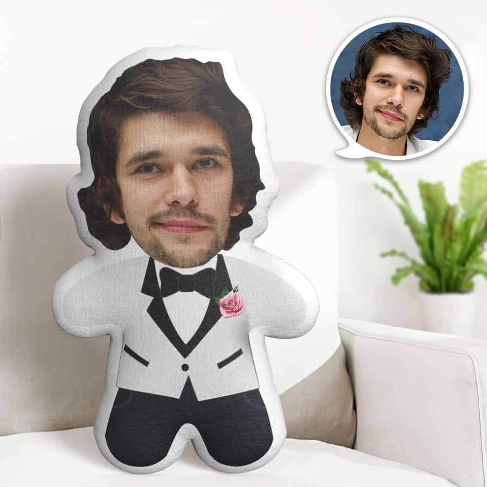 Valentine's Day Gift Custom Face Pillow, Cartoon Male in Suit Face Doll, the Best Gift for Lover