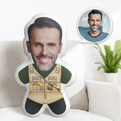 Custom Face Minime Teddy Pillow Fisherman Personalized Photo Minime Doll Personalized Dad Gifts
