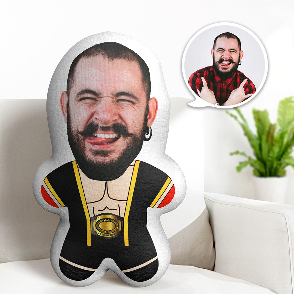 Custom Minime Throw Pillow Male Wrestler Custom Face Gifts Personalized Photo Minime Pillow