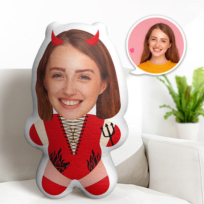 Custom Minime Throw Pillow Red Devil Woman Custom Face Gifts Personalized Photo Minime Pillow - mysiliconefoodbag