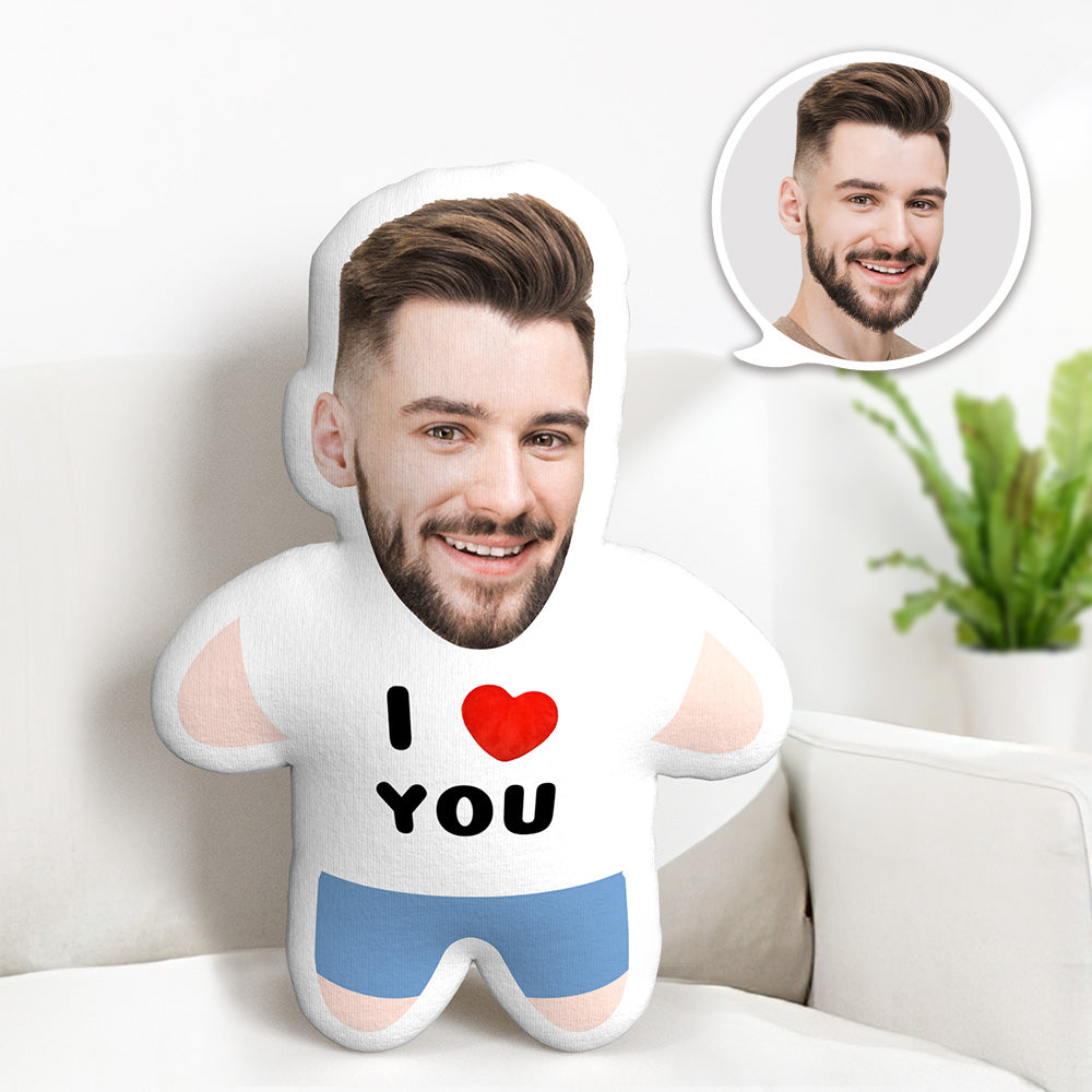 Father's Day Gift I LOVE YOU Minime Throw Pillow Custom Face Teddy Personalized Photo Minime Pillow