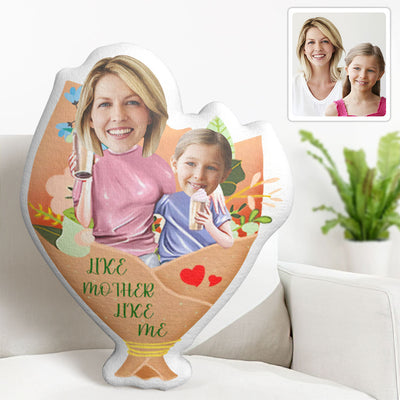 Custom Photo Face Pillow Mother's Day Flower Face Pillow Like Mother Like Me - mysiliconefoodbag