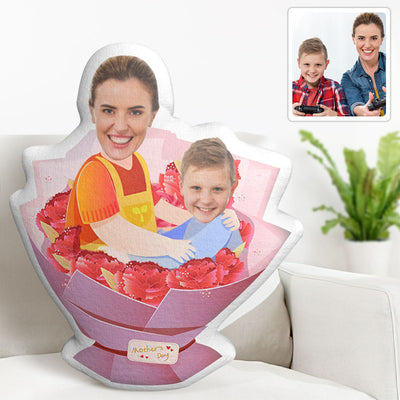 Custom Photo Face Pillow Mother's Day Flower Face Pillow Happy Mother's Day - mysiliconefoodbag