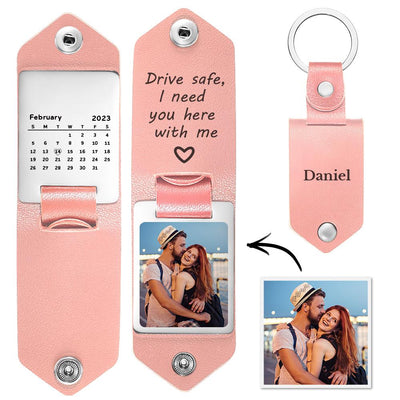 Drive Safe Keychain Gifts for Lover Calendar Keychain Photo Gifts - mysiliconefoodbag