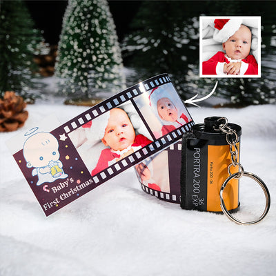 Custom Photo Film Roll Keychain Baby Birthday Theme Camera Keychain Christmas Day Gift - mysiliconefoodbag