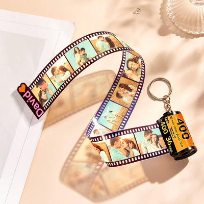 Personalized Photo and Name Film Roll Keychain Custom Camera Keychain Film Gifts for Lover - mysiliconefoodbag
