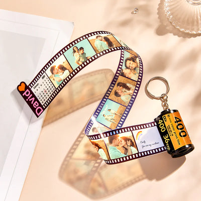 Custom Photo and Name Film Roll Keychain Personalized Camera Keychain Film Gifts for Lover - mysiliconefoodbag