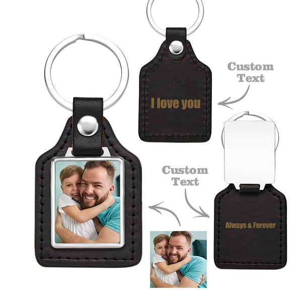 Custom Leather Photo Keychain Drive Safe Keychain Gift for Dad Anniversary Birthday Gift Father's Day Gift - mysiliconefoodbag
