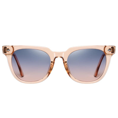 Duncan - Classic Trendy Stylish Polarized Sunglasses - Transparent Tea/Blue Pink