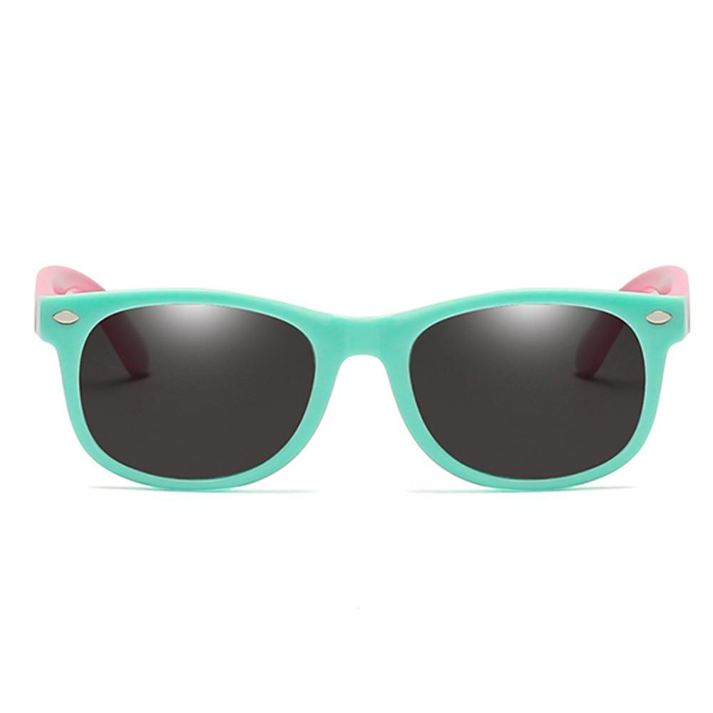 Rainbow - (Age 3-12)Kids UV400 Protective Polarized Sunglasses-Light green&Pink