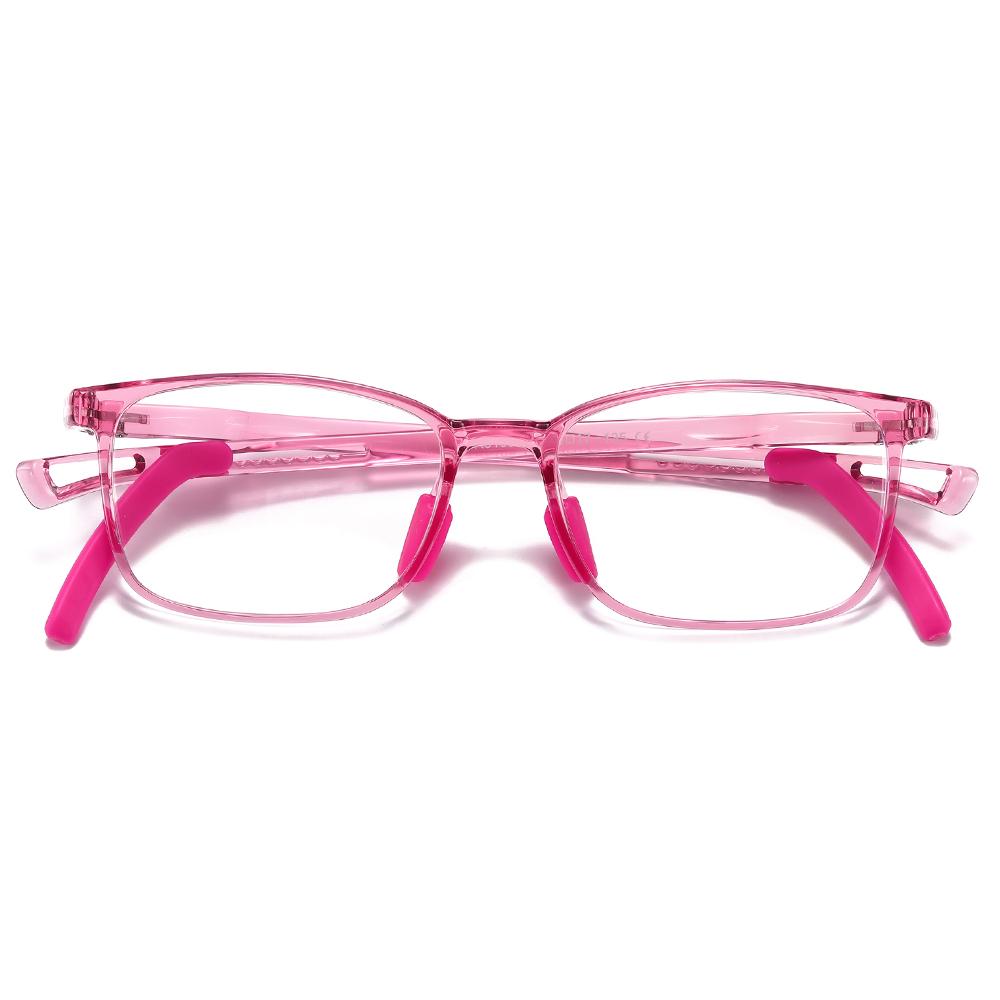 Clever - (Age 5-13)Children Non-slip Blue Light Blocking Glasses-Transparent Pink